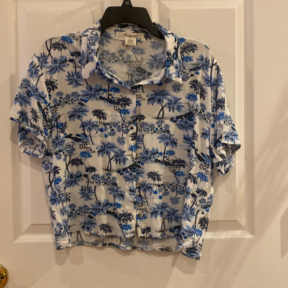 Blue Hawaiian Button Up Shirt